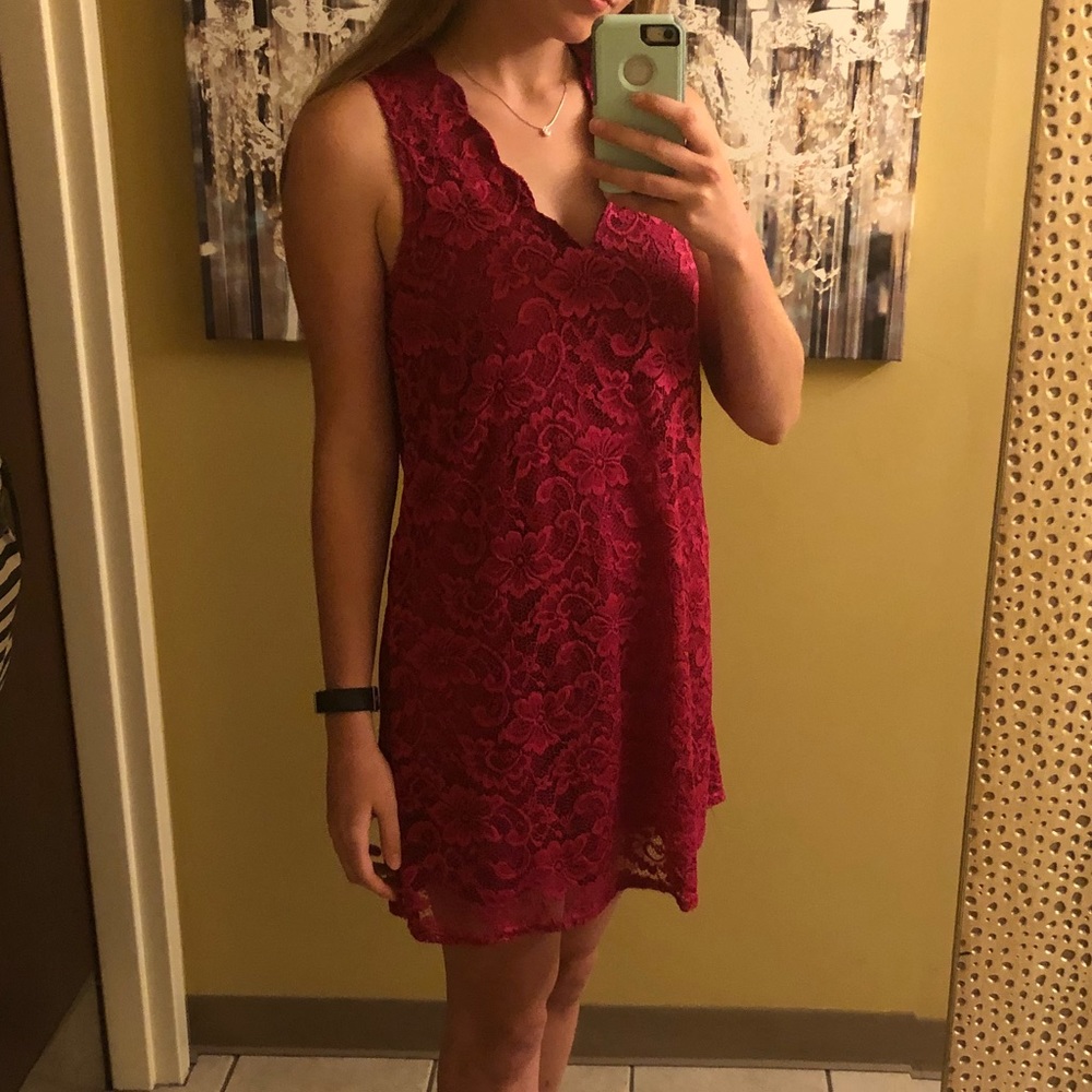 FRANCESCAS Pink Lace Fit N Flare